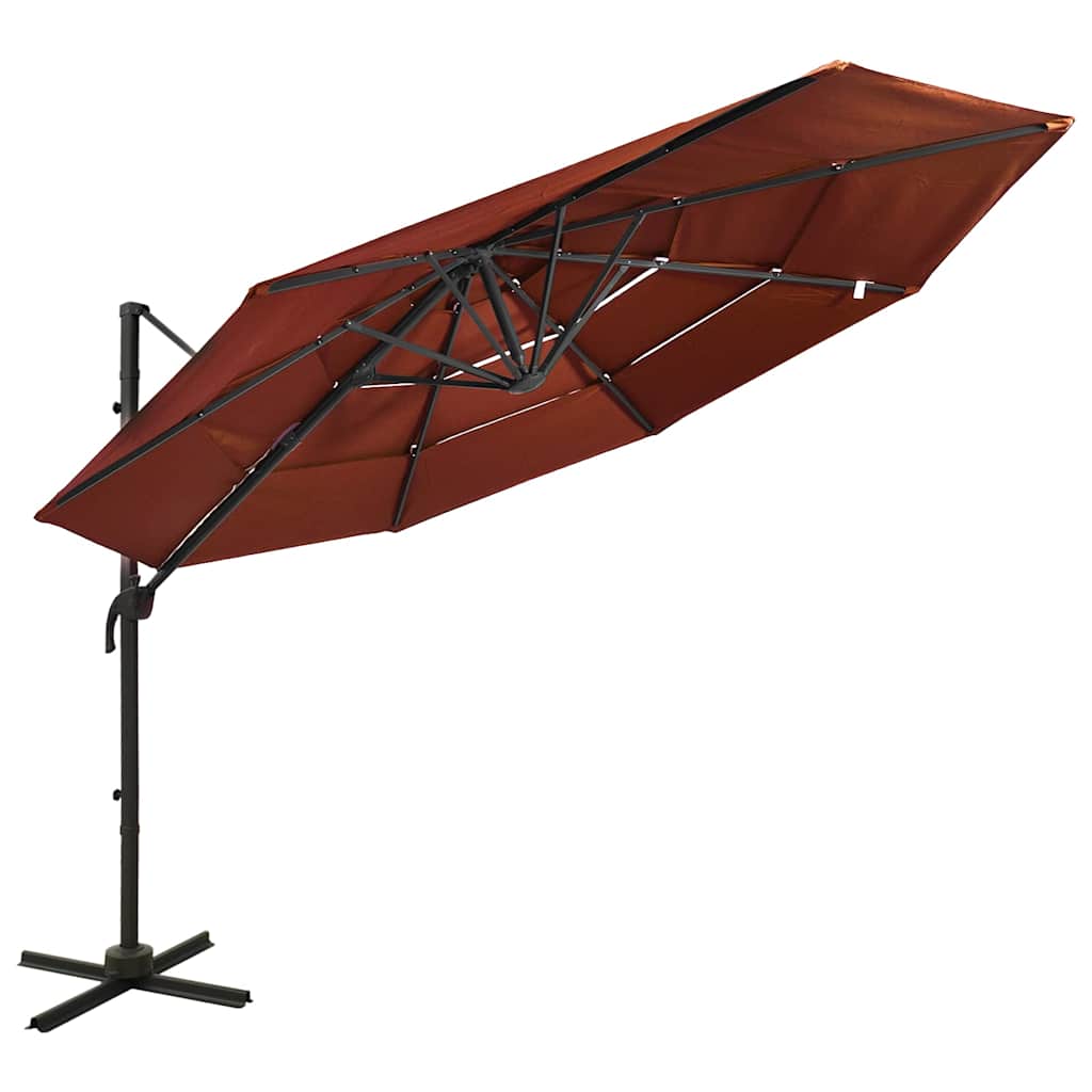JUNG Vida Sonnenschirm mit Aluminium-Mast 4-lagig Terrakottarot 3x3 m