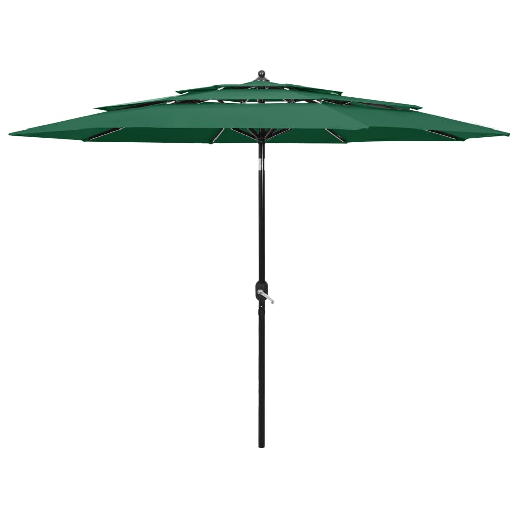 JUNG Vida Sonnenschirm mit Aluminium-Mast 3-lagig Grün 3 m