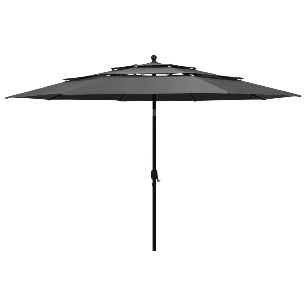 JUNG Vida Sonnenschirm mit Aluminium-Mast 3-lagig Anthrazit 3,5 m