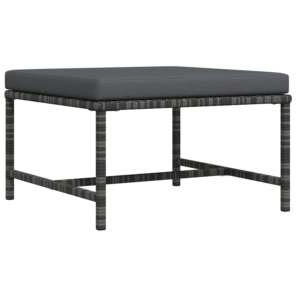 JUNG Vida Modular-Fußhocker mit Kissen Grau Poly Rattan