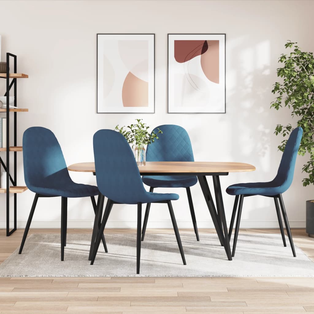 JUNG Vida Esszimmerstühle 4 Stk. Blau Samt