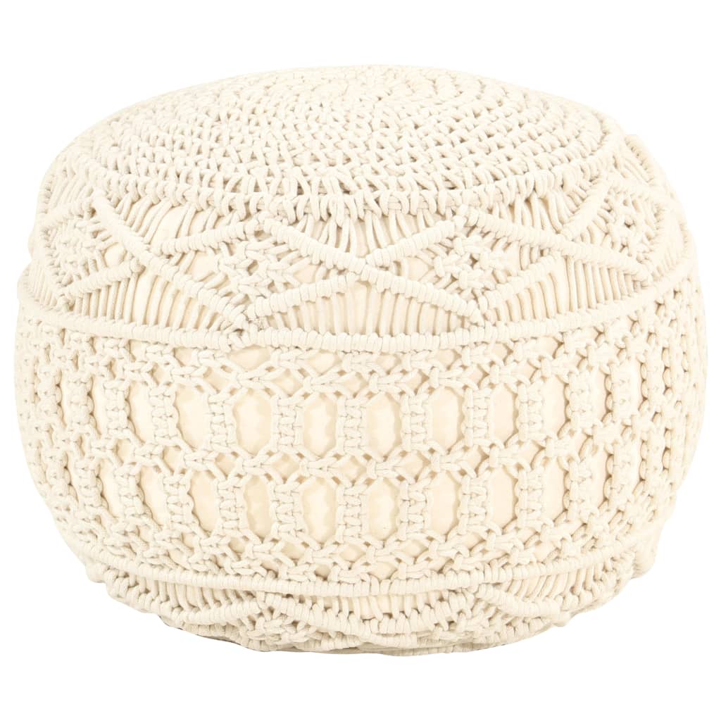 JUNG Vida Makramee Sitzpuff Handgefertigt 45x30 cm Baumwolle