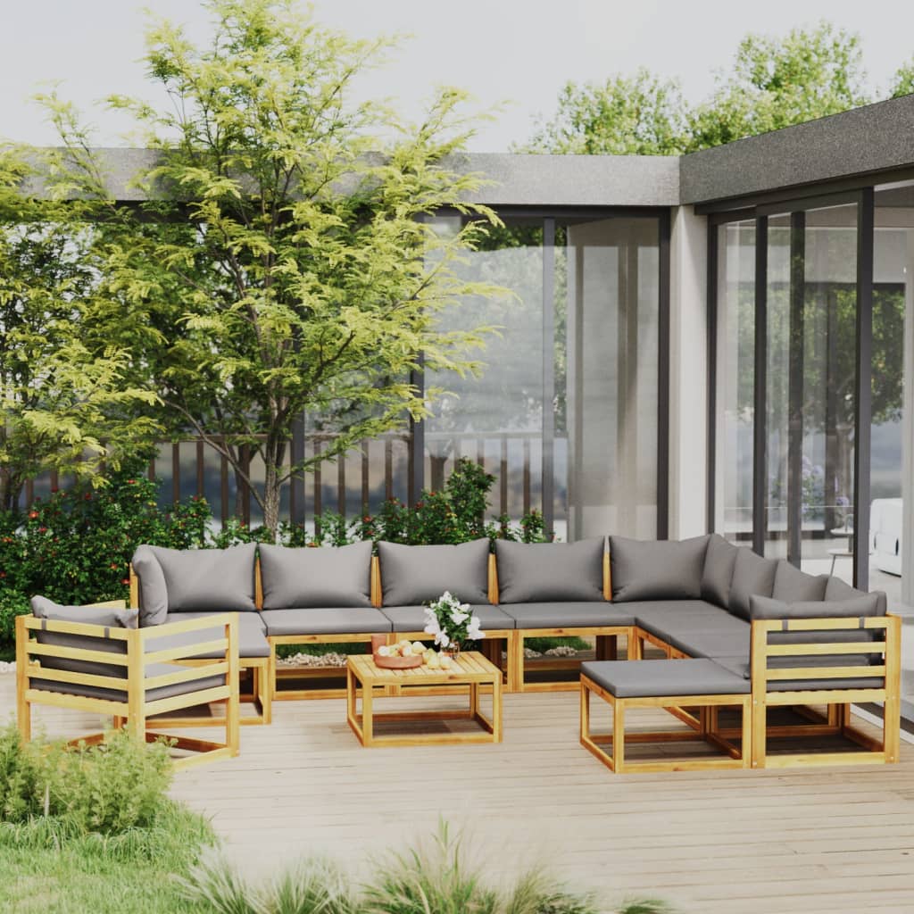 JUNG Vida 12-tlg. Garten-Lounge-Set mit Auflagen Massivholz Akazie
