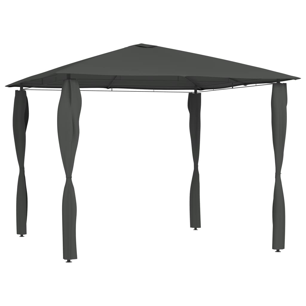 JUNG Vida Pavillon mit Pfostenabdeckungen 3x3x2,6 m Anthrazit 160 g/m²