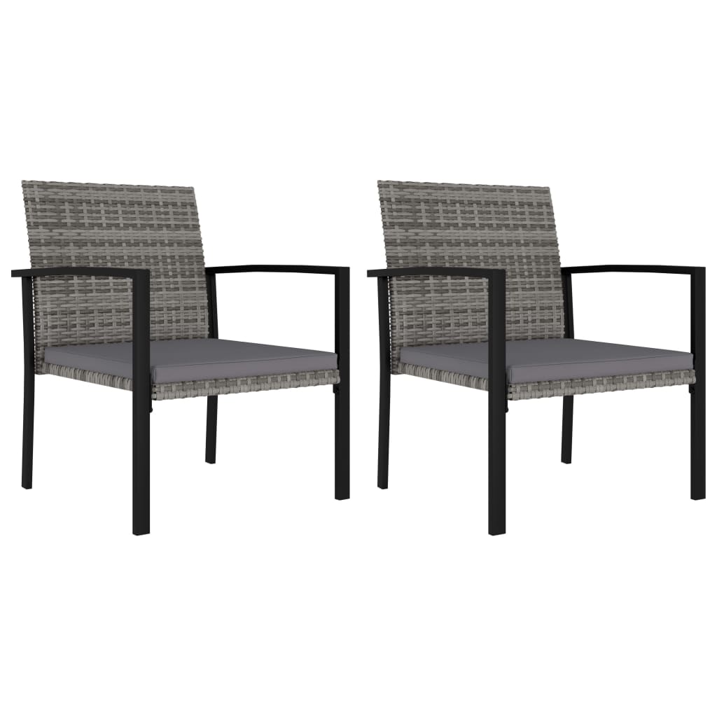 JUNG Vida Garten-Essstühle 2 Stk. Poly Rattan Grau