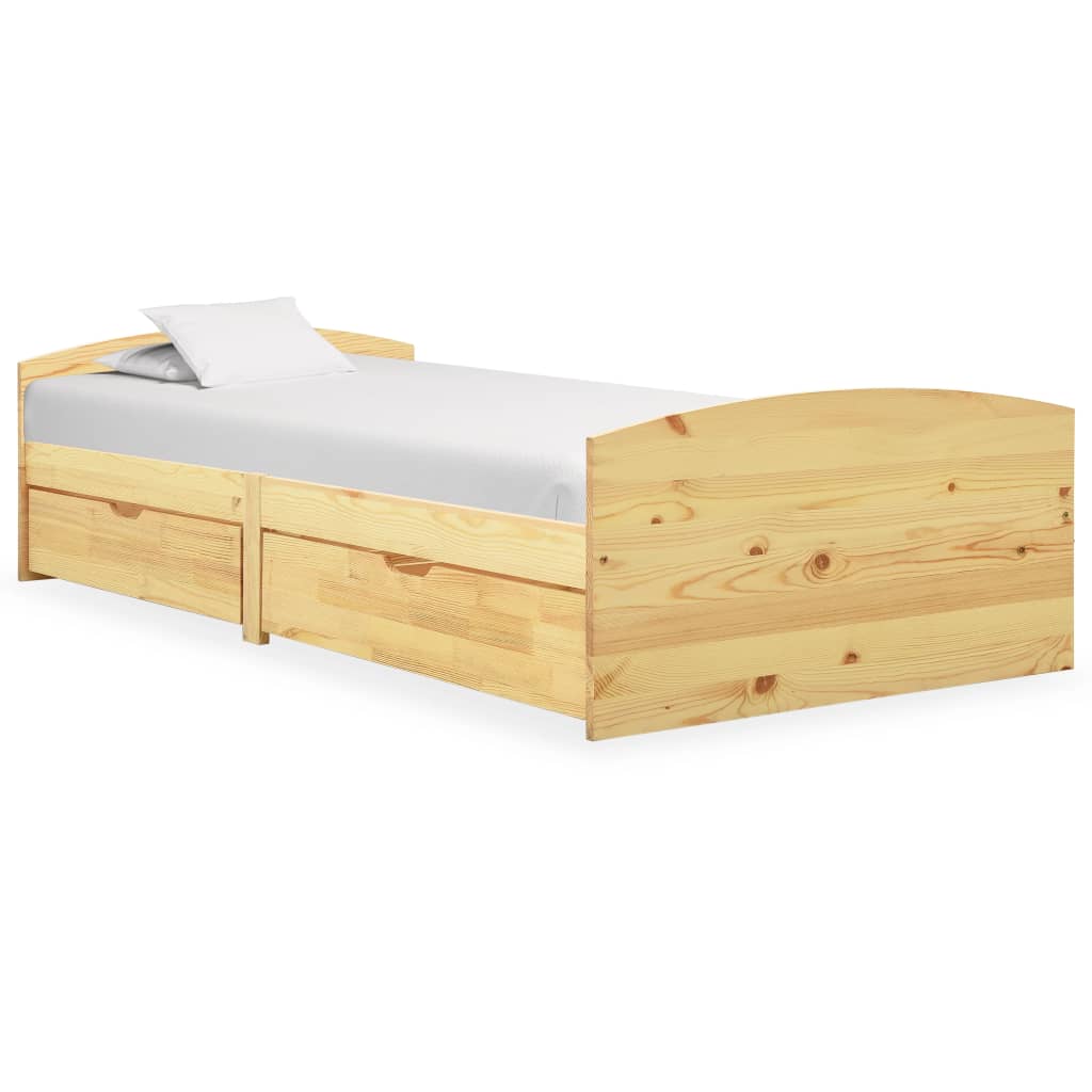 JUNG Vida Massivholzbett mit 2 Schubladen Kiefernholz 90x200 cm