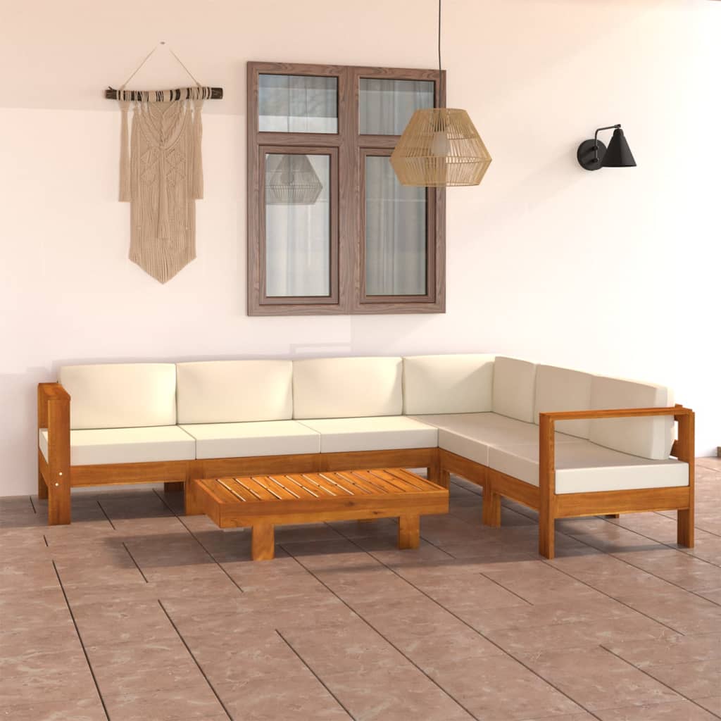 JUNG Vida 7-teiliges Garten-Lounge-Set mit Kissen 100 x 60 cm Akazienholz