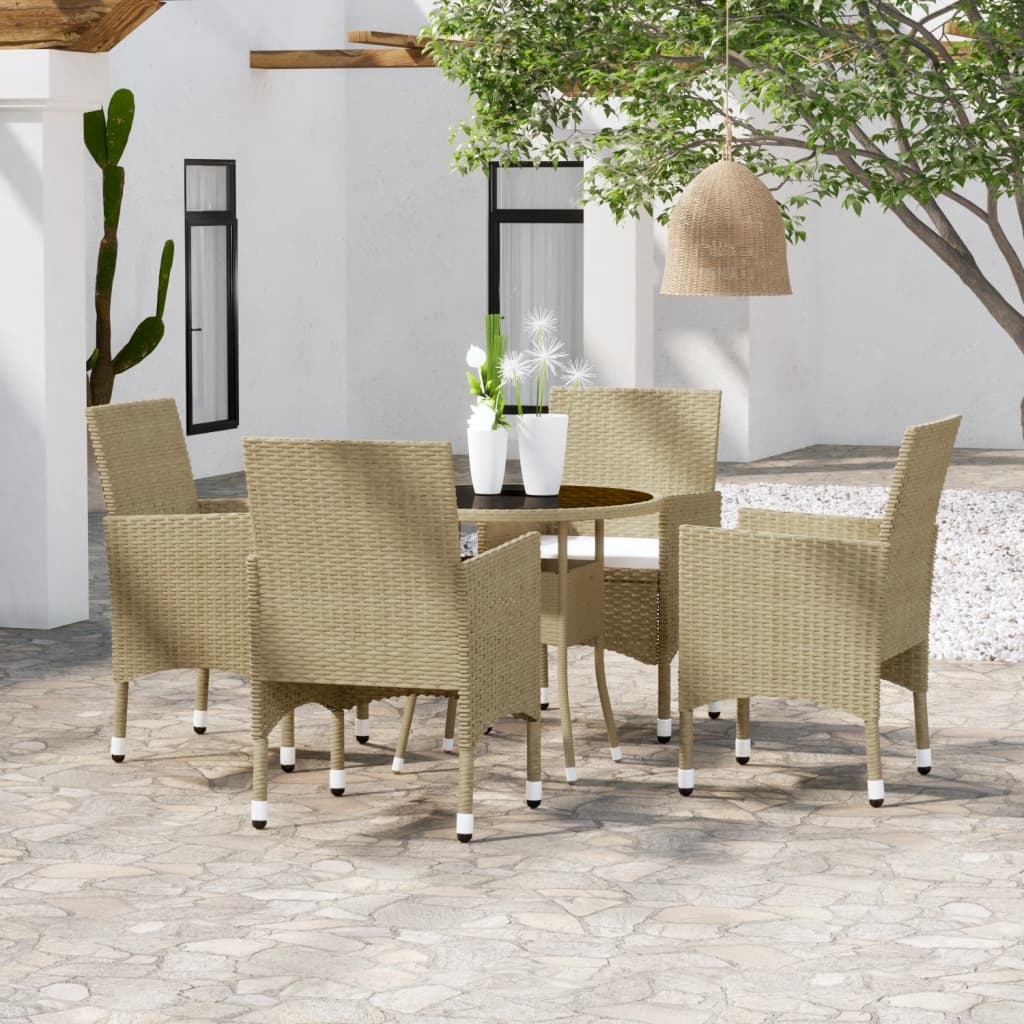 JUNG Vida 5-tlg. Garten-Essgruppe Poly Rattan Beige