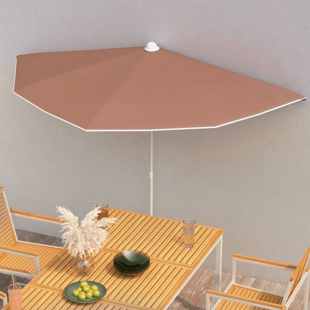 JUNG Vida Halb-Sonnenschirm mit Mast 180x90 cm Terrakottarot