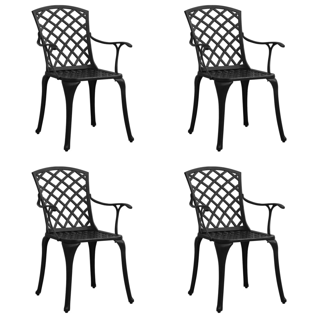 JUNG Vida Gartenstühle 4 Stk. Aluminiumguss Schwarz