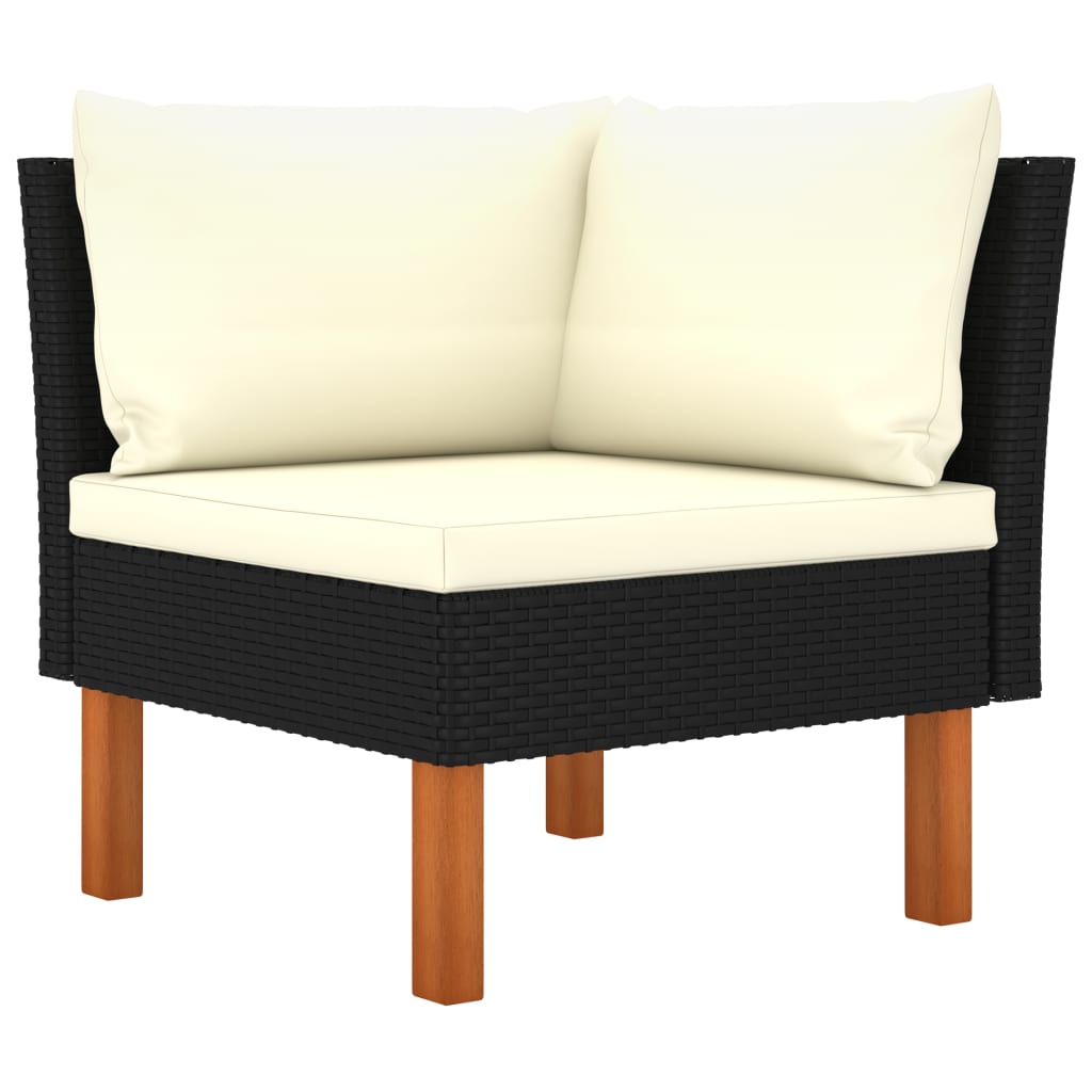 JUNG Vida Ecksofa Poly Rattan und Eukalyptus Massivholz