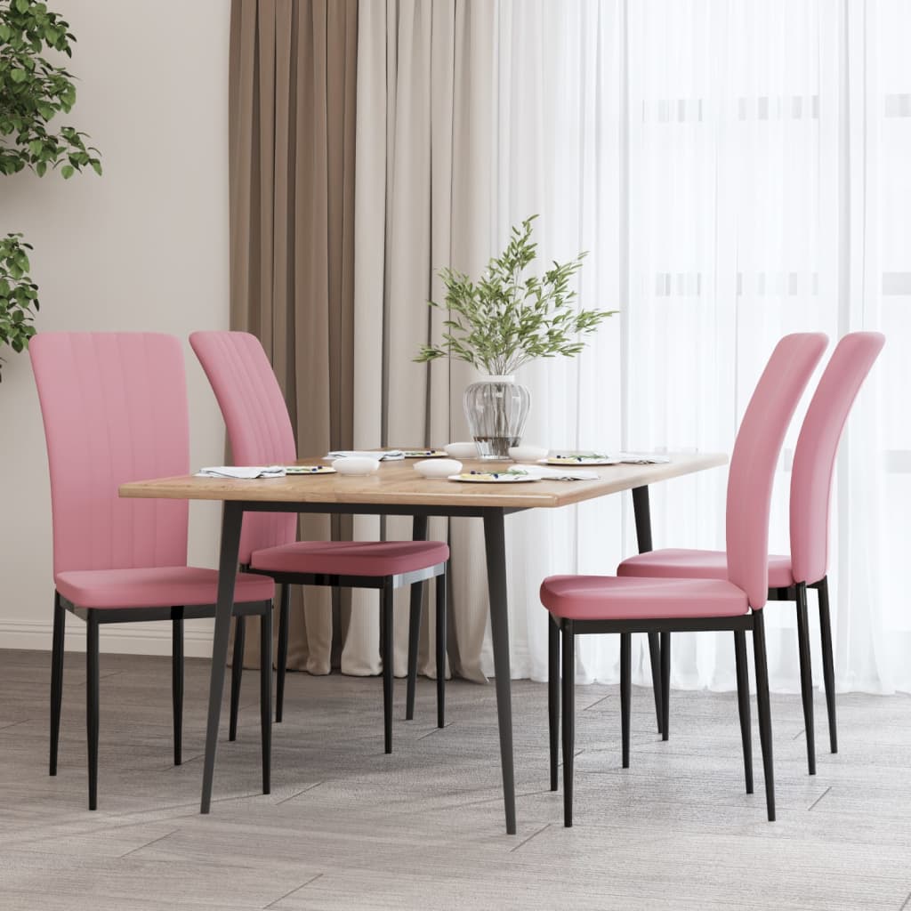 JUNG Vida Esszimmerstühle 4 Stk. Rosa Samt