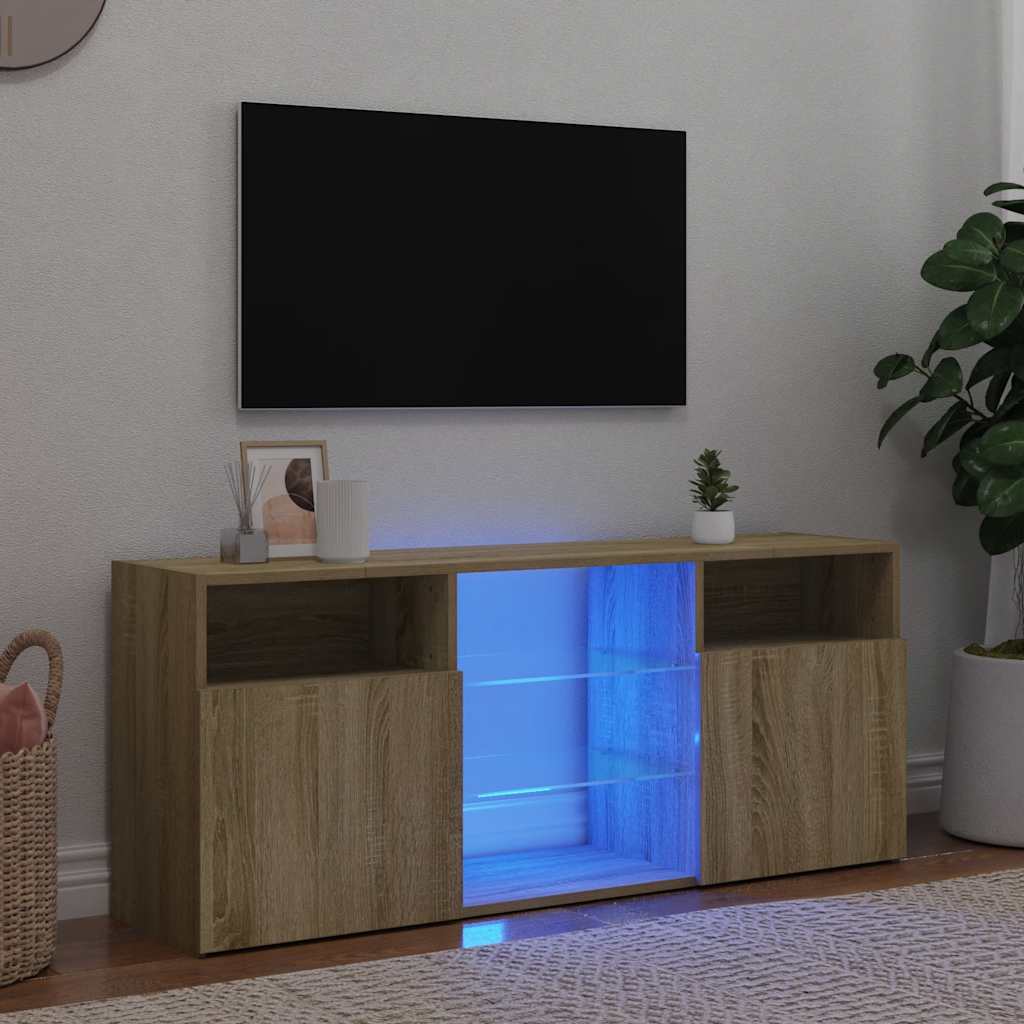 JUNG Vida TV-Schrank mit LED-Leuchten Sonoma-Eiche 120x30x50 cm