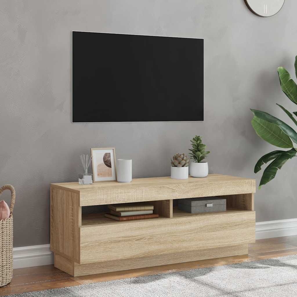 JUNG Vida TV-Schrank mit LED-Leuchten Sonoma-Eiche 100x35x40 cm