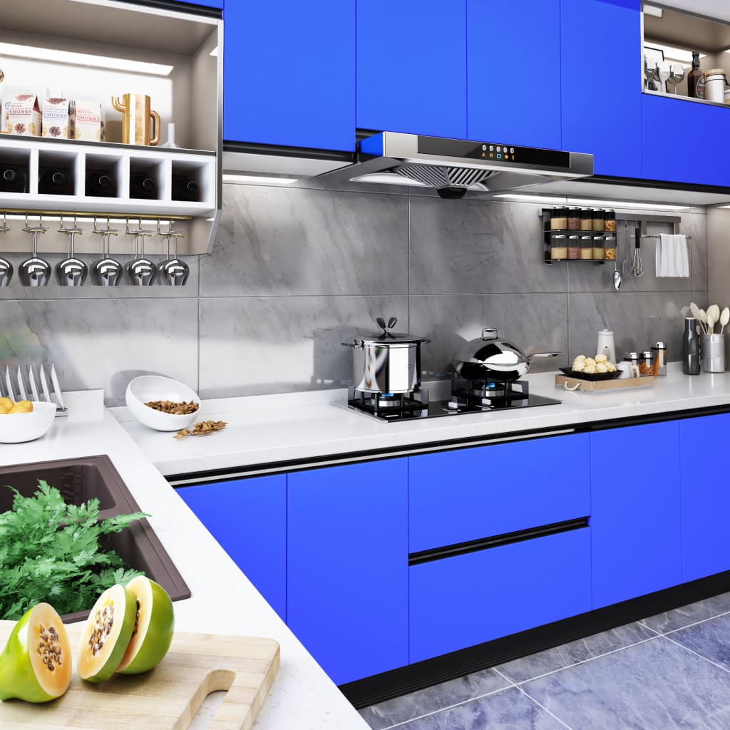 JUNG Vida Selbstklebende Möbelfolie Hochglanz-Blau 500x90 cm PVC
