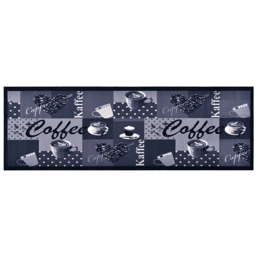 JUNG Vida Küchenbodenmatte Waschbar Kaffee Blau 45x150 cm