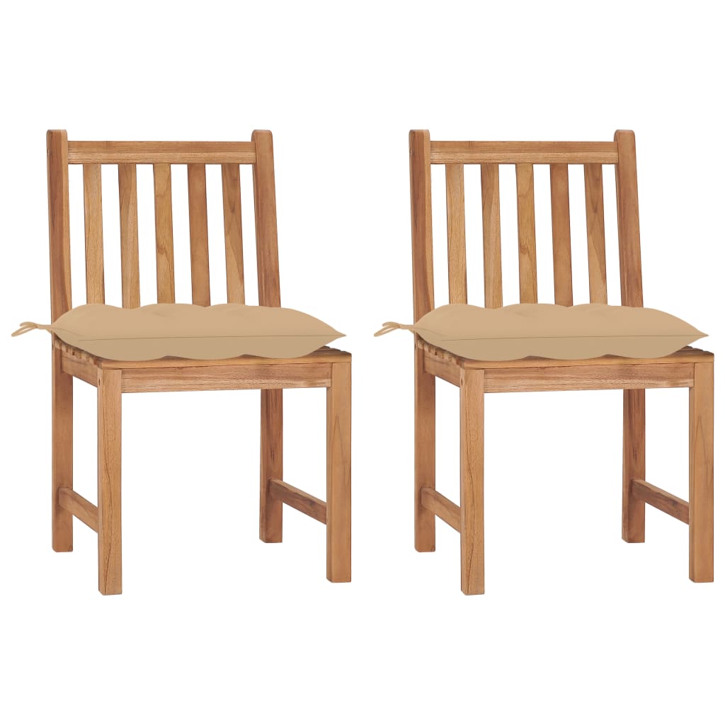 JUNG Vida Gartenstühle 2 Stk. mit Kissen Massivholz Teak