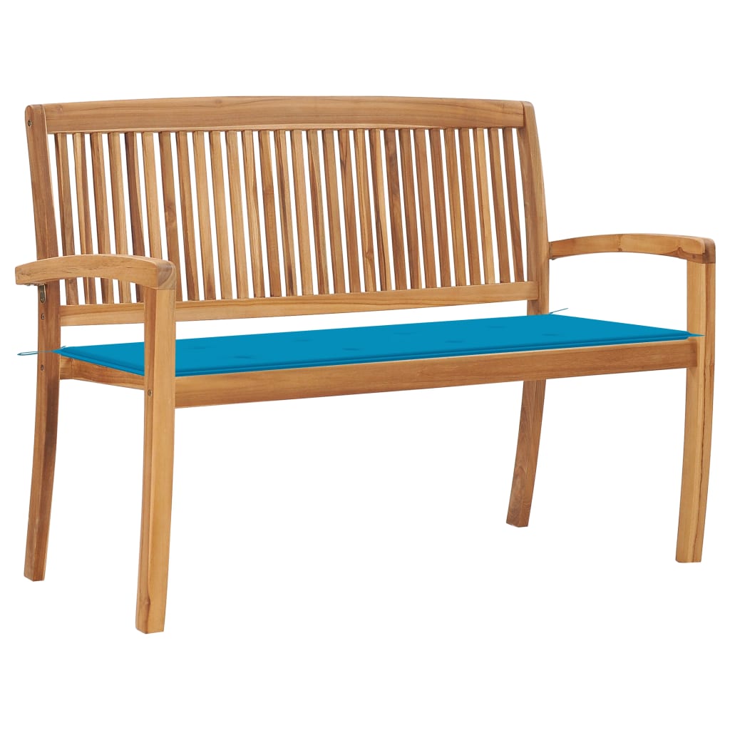 JUNG Vida Stapelbare Gartenbank mit Auflage 128,5 cm Massivholz Teak