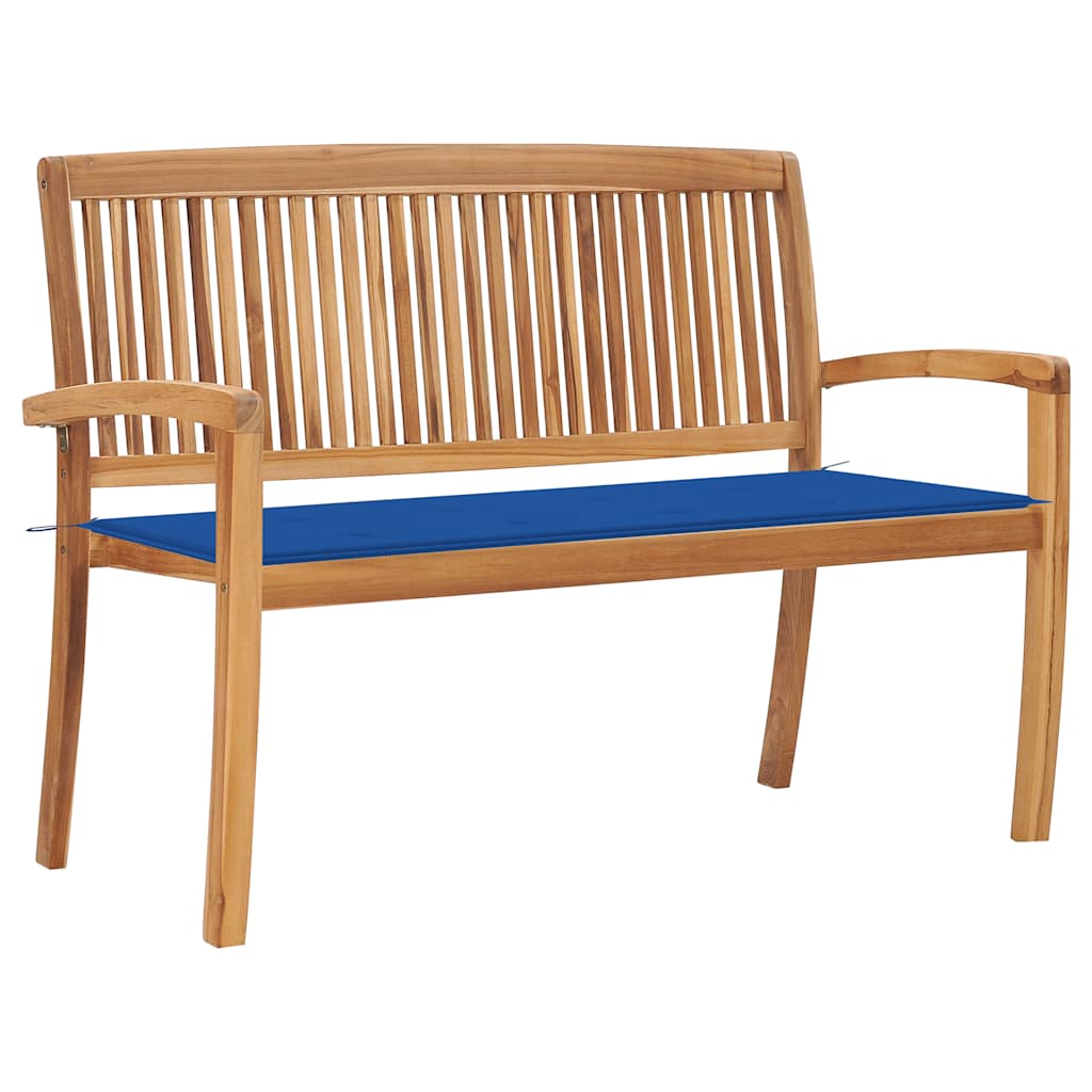 JUNG Vida Stapelbare Gartenbank mit Auflage 128,5 cm Massivholz Teak