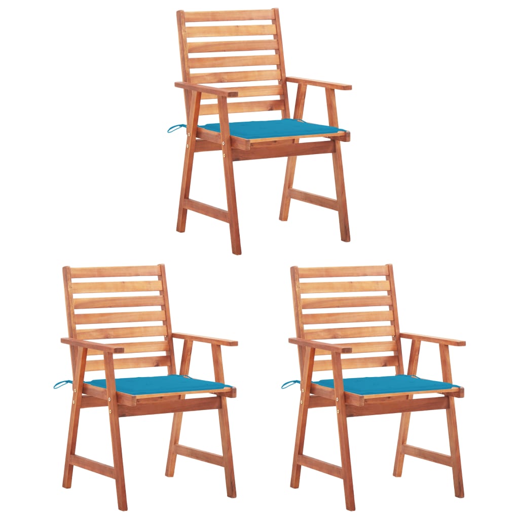 JUNG Vida Garten-Essstühle 3 Stk. mit Kissen Massivholz Akazie