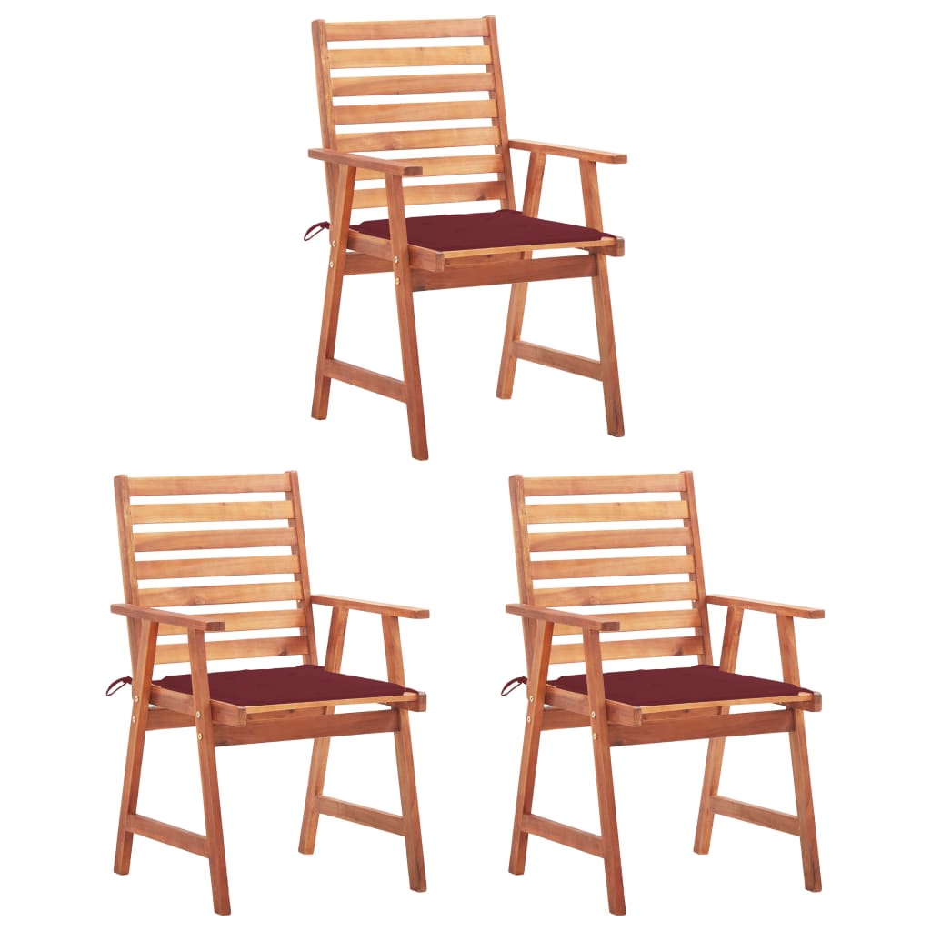 JUNG Vida Garten-Essstühle 3 Stk. mit Kissen Massivholz Akazie