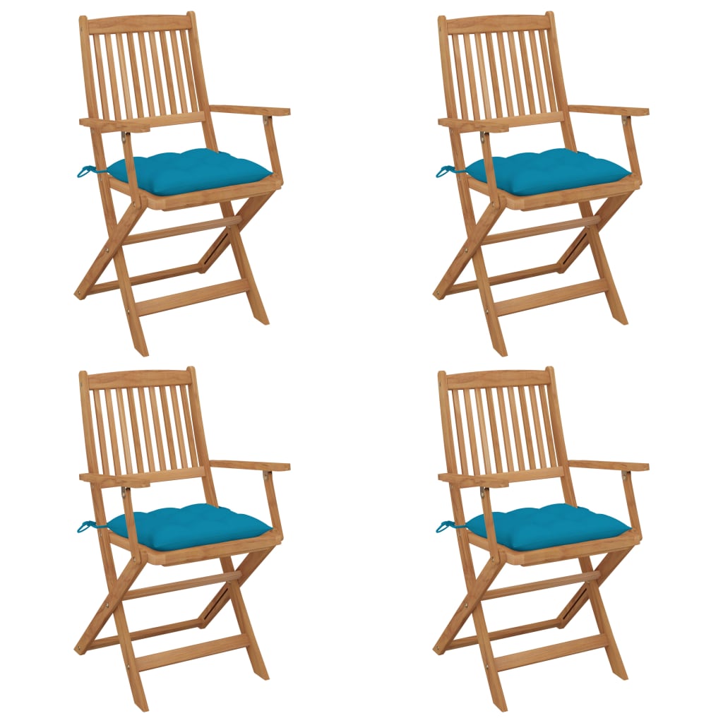 JUNG Vida Klappbare Gartenstühle 4 Stk. mit Kissen Massivholz Akazie