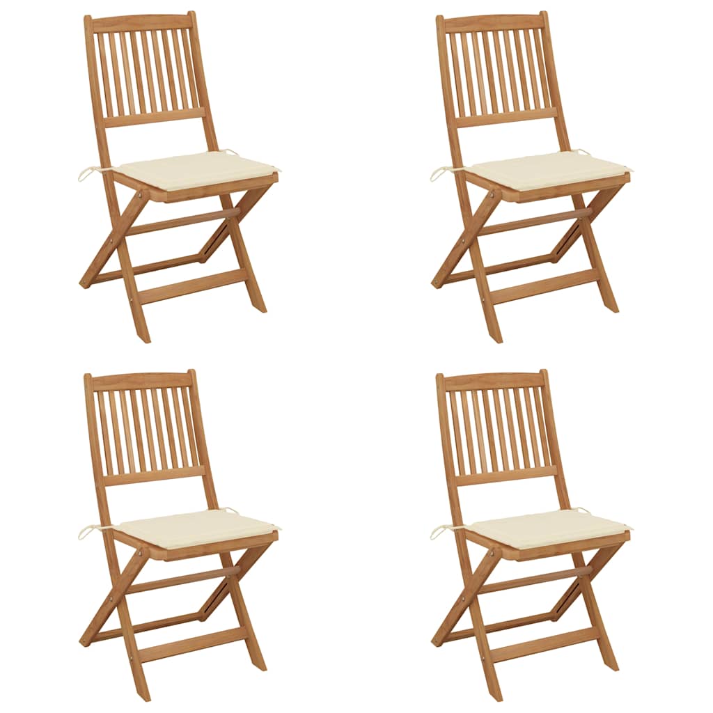 JUNG Vida Klappbare Gartenstühle 4 Stk. mit Kissen Massivholz Akazie