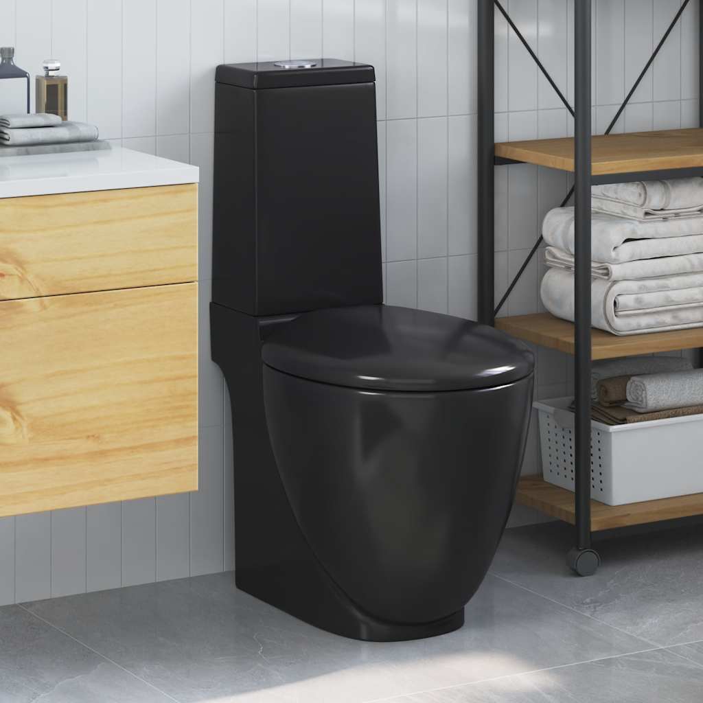 JUNG Vida WC Keramik-Toilette Badezimmer Rund Senkrechter Abgang Schwarz