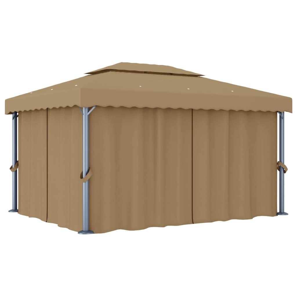 JUNG Vida Pavillon mit Vorhang 4x3 m Taupe Aluminium