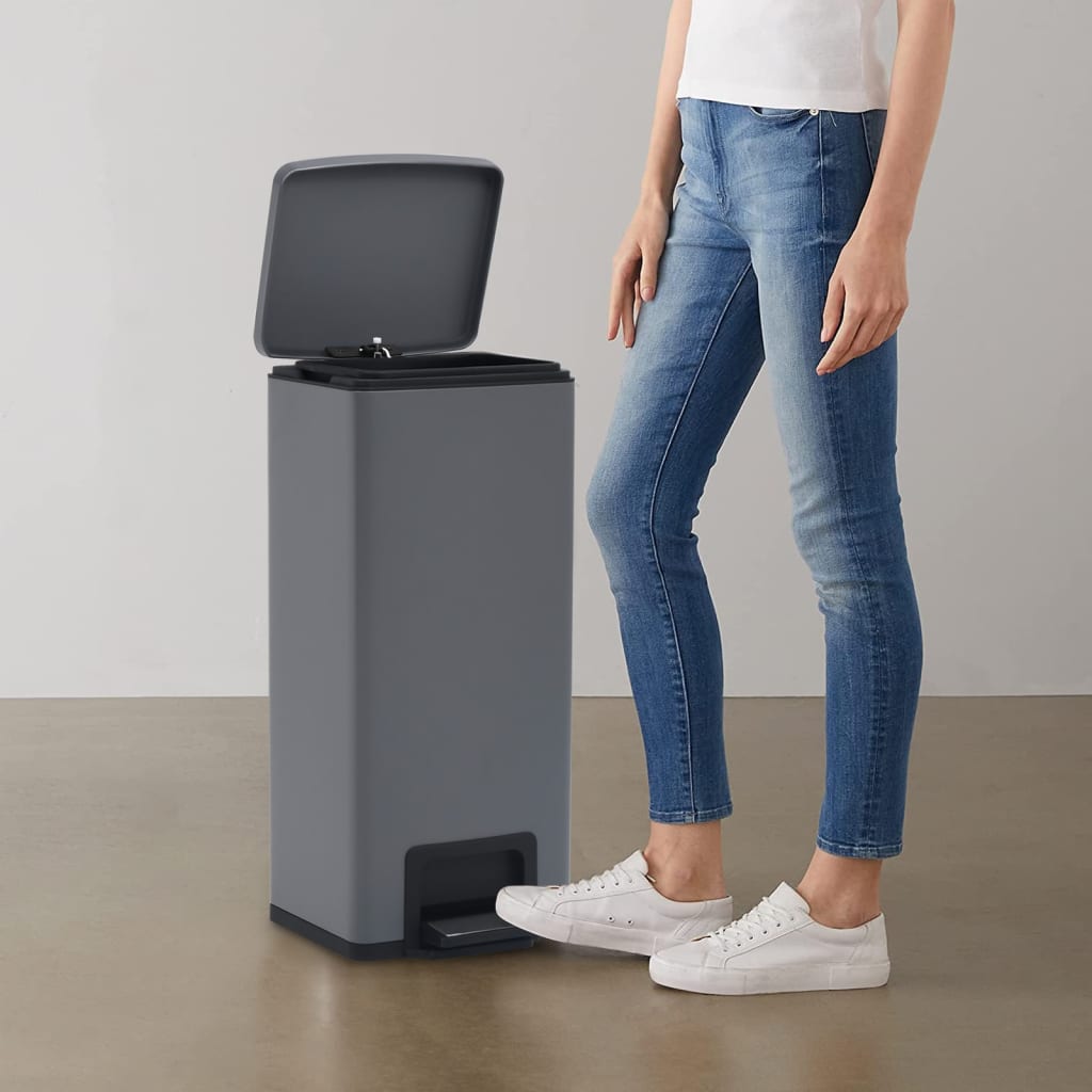 JUNG Vida Mülleimer mit Pedal Anti-Fingerabdruck 30 L Grau Edelstahl