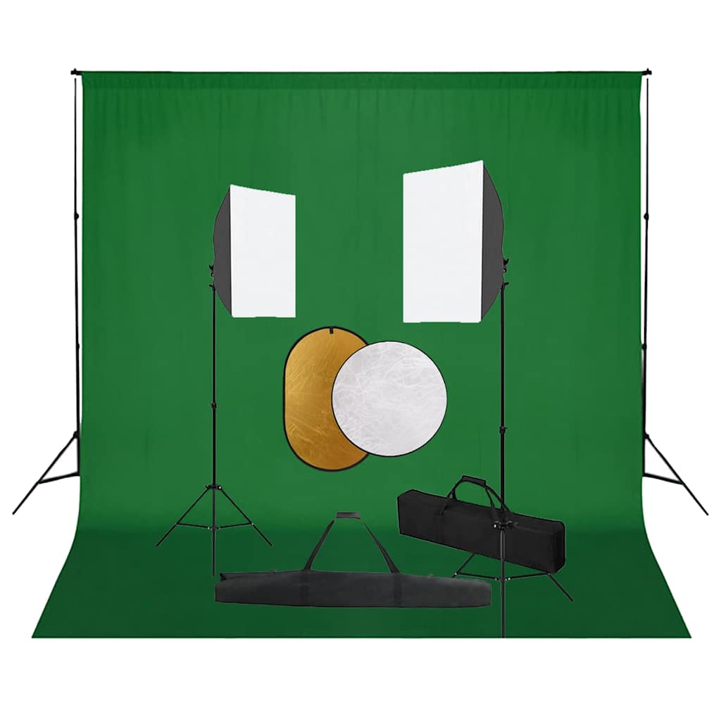 JUNG Vida Fotostudio-Set mit Softboxen, Hintergrundsystem und Reflektor
