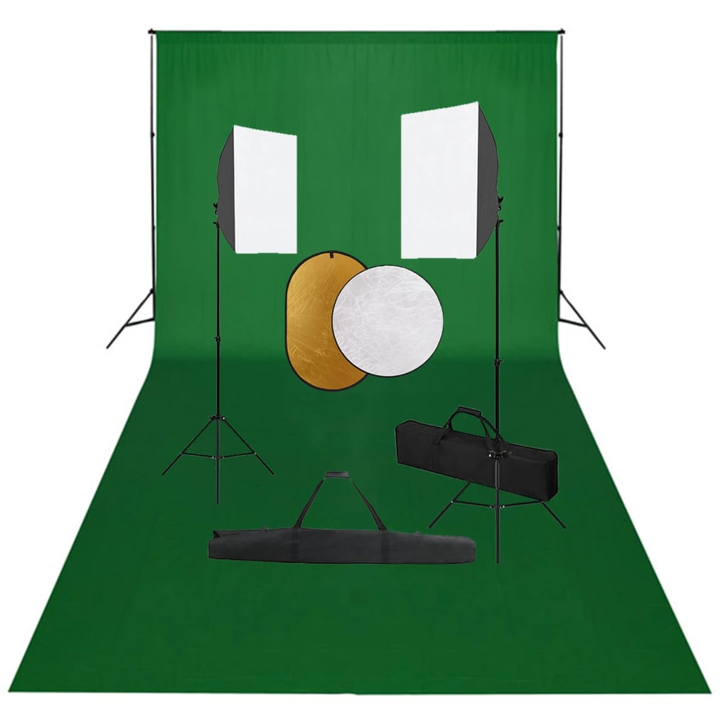 JUNG Vida Fotostudio-Set mit Softboxen, Hintergrundsystem und Reflektor