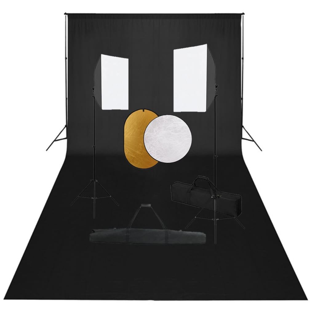 JUNG Vida Fotostudio-Set mit Softboxen, Hintergrundsystem und Reflektor