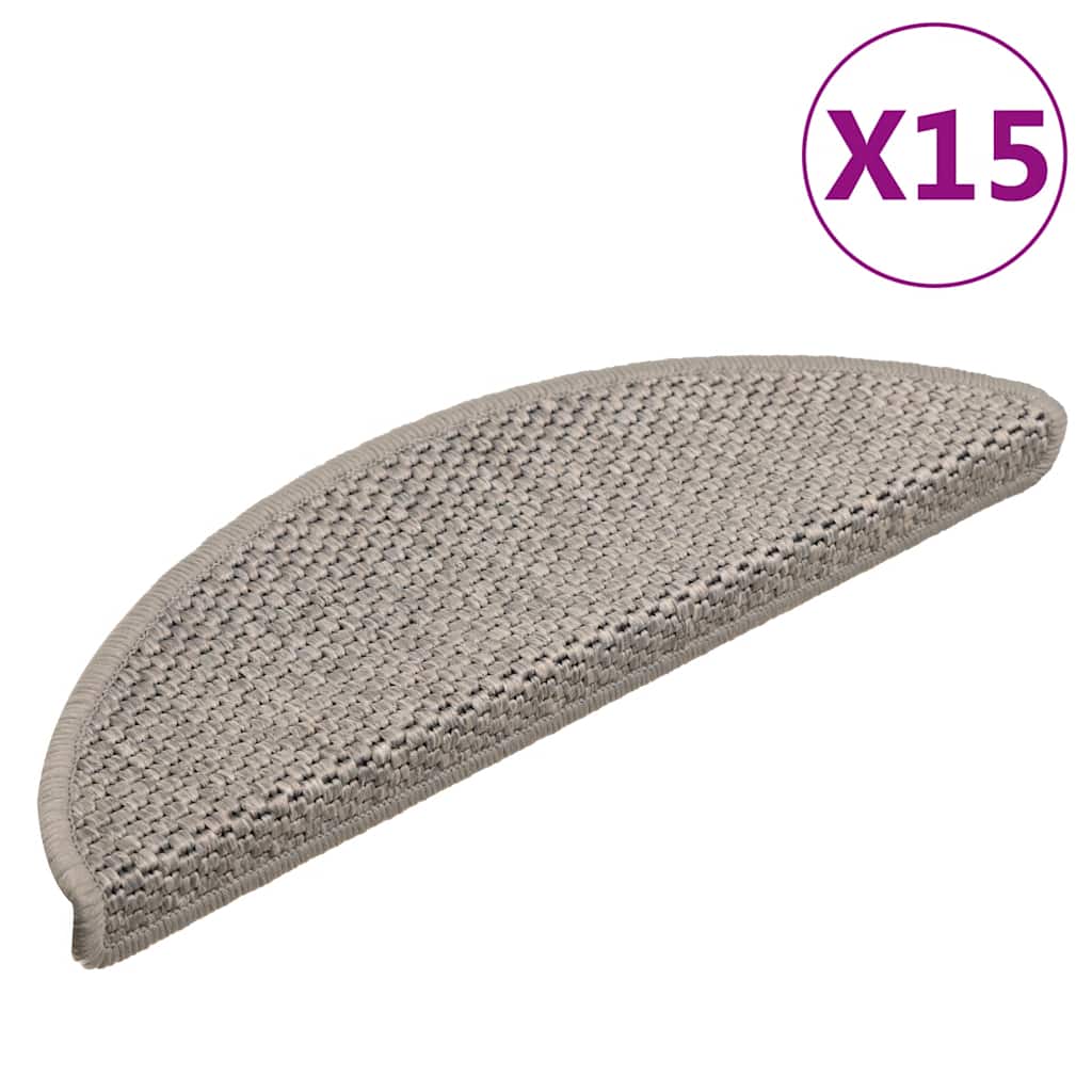 JUNG Vida Treppenmatten Selbstklebend Sisal-Look 15 Stk. 56x17x3 Silbern