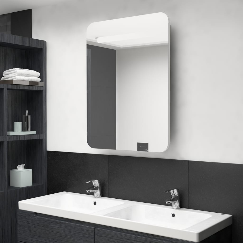 JUNG Vida LED-Bad-Spiegelschrank Weiß und Eichen-Optik 60x11x80 cm