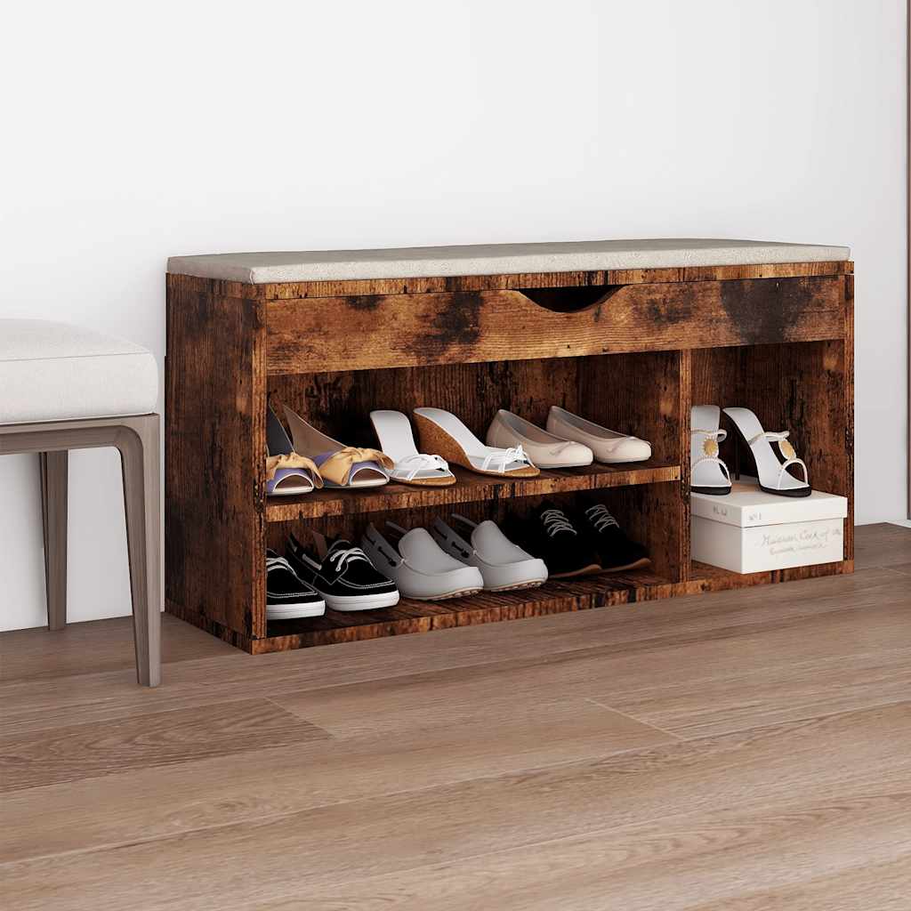 JUNG Vida Schuhbank mit Kissen Räuchereiche 104x30x49 cm Holzwerkstoff