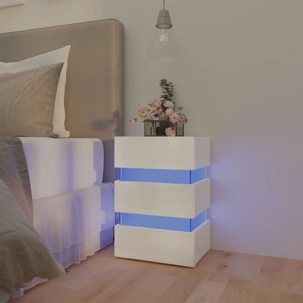 JUNG Vida LED-Nachttisch Hochglanz-Weiß 45x35x67 cm Holzwerkstoff