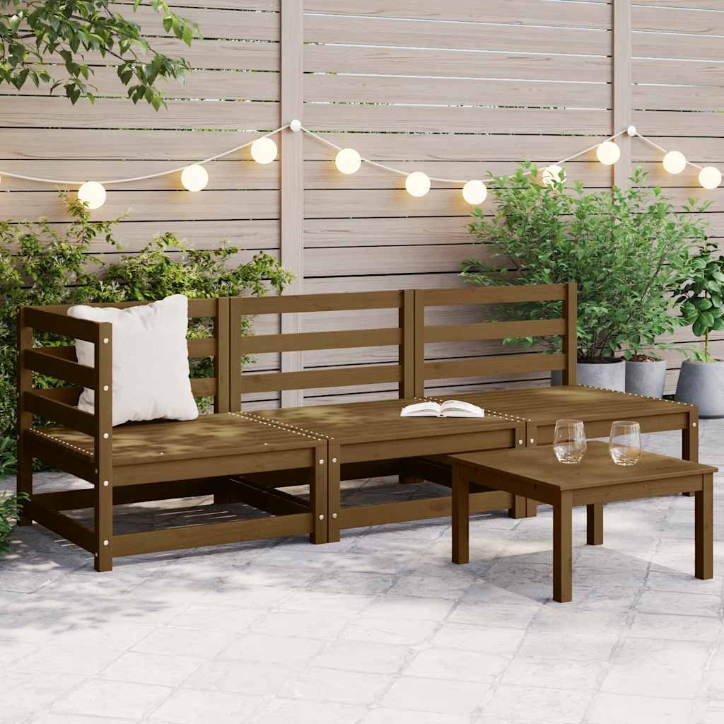 JUNG Vida 3-tlg. Garten-Lounge-Set Honigbraun Massivholz Kiefer