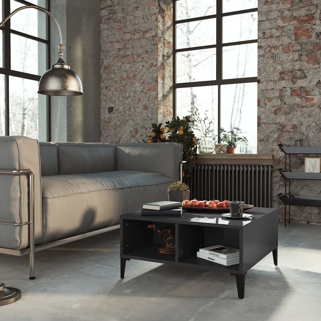 JUNG Vida Couchtisch Hochglanz-Grau 60x60x30 cm Holzwerkstoff