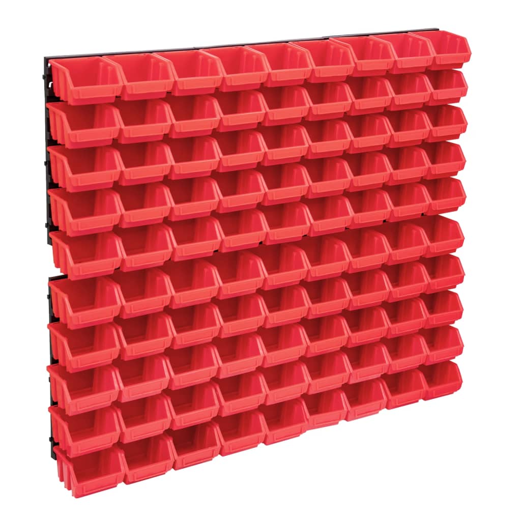 JUNG Vida 96-tlg. Behälter-Set für Kleinteile mit Wandplatten Rot Schwarz