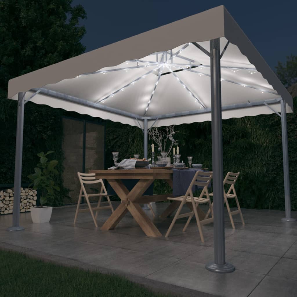 JUNG Vida Pavillon mit LED-Lichterkette 300x300 cm Cremeweiß Aluminium