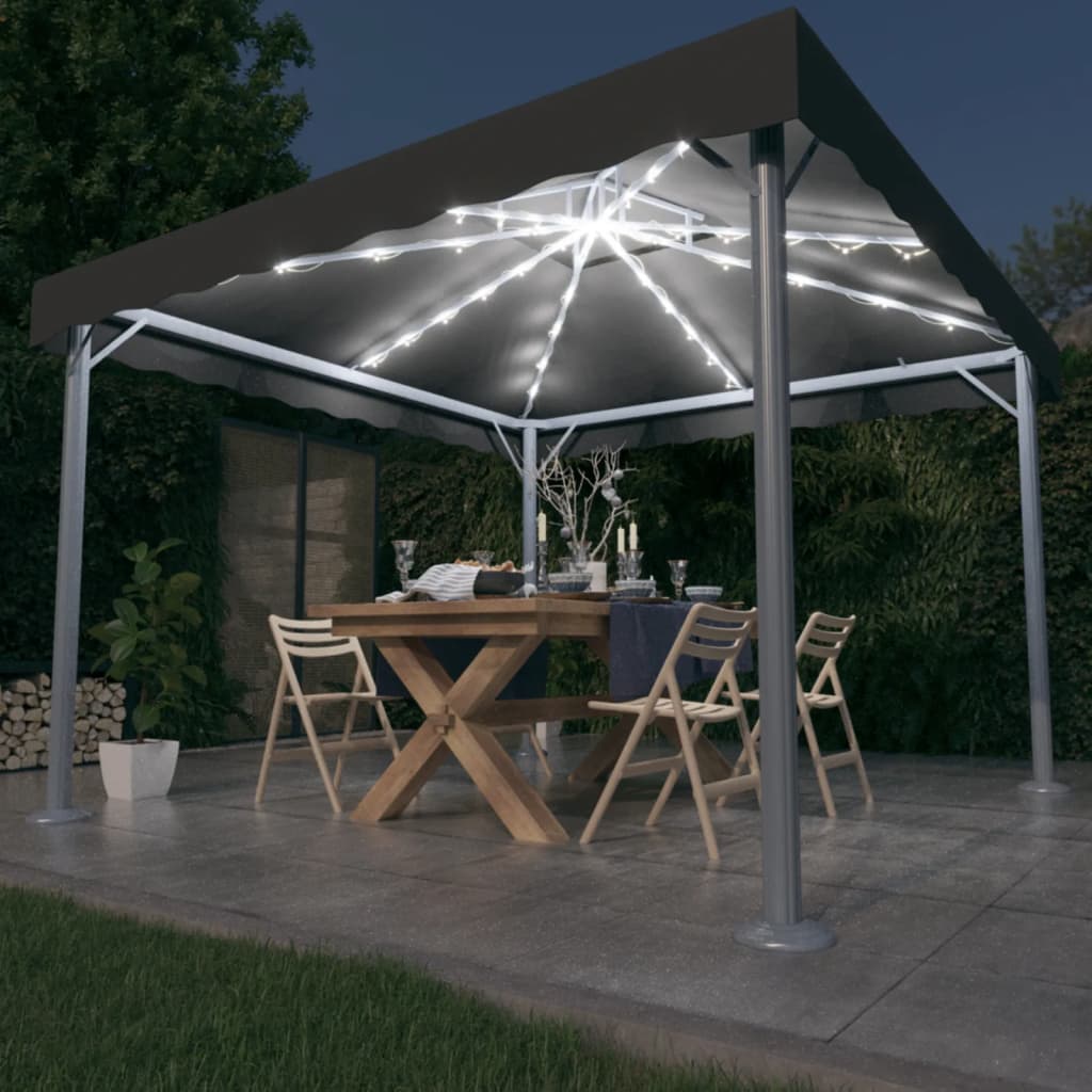 JUNG Vida Pavillon mit LED-Lichterkette 300x300 cm Anthrazit Aluminium