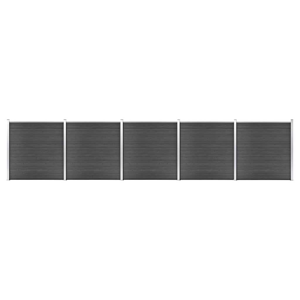 JUNG Vida Zaunelement Set WPC 872x186 cm Schwarz