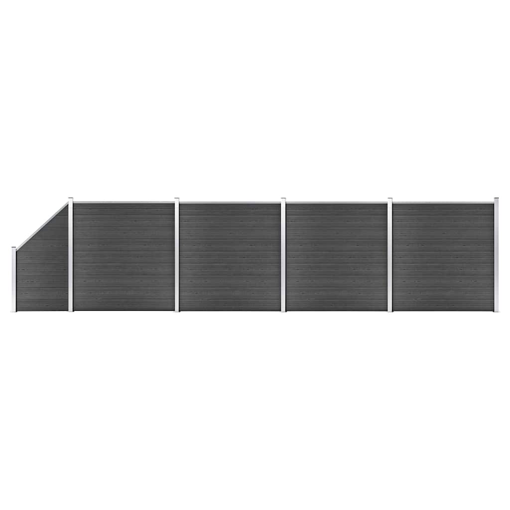 JUNG Vida Zaunelement Set WPC 792x(105-186)cm Schwarz