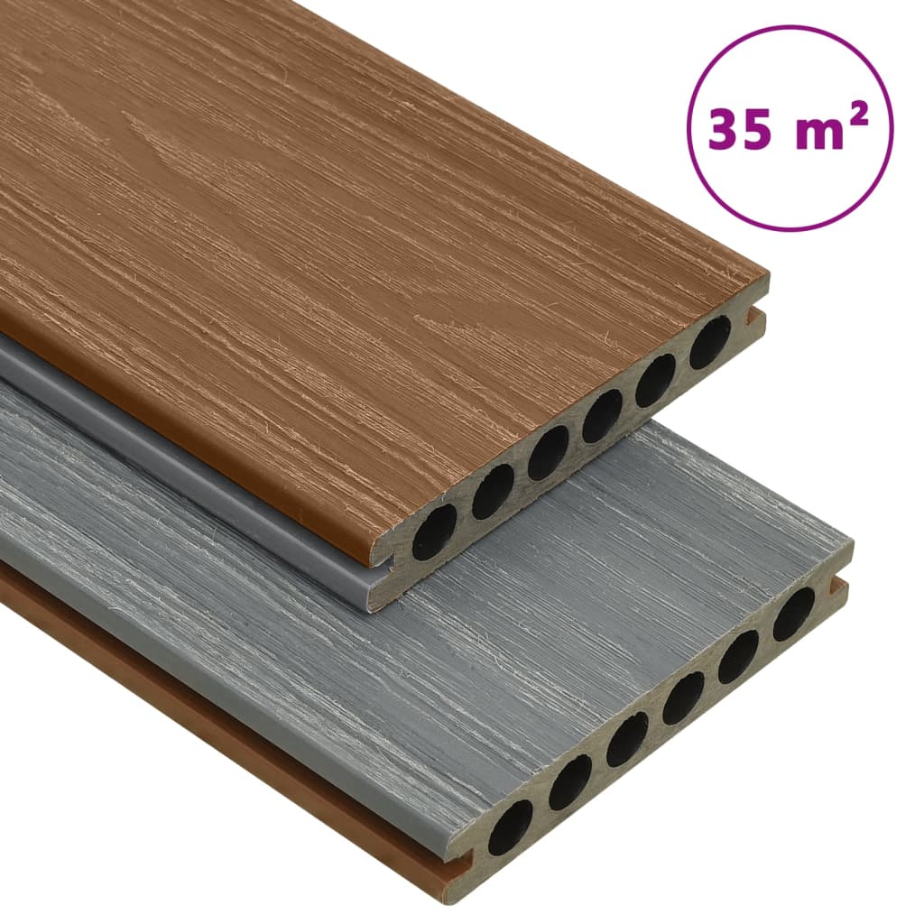 JUNG Vida WPC Terrassendielen mit Zubehör Braun und Grau 35 m² 4 m