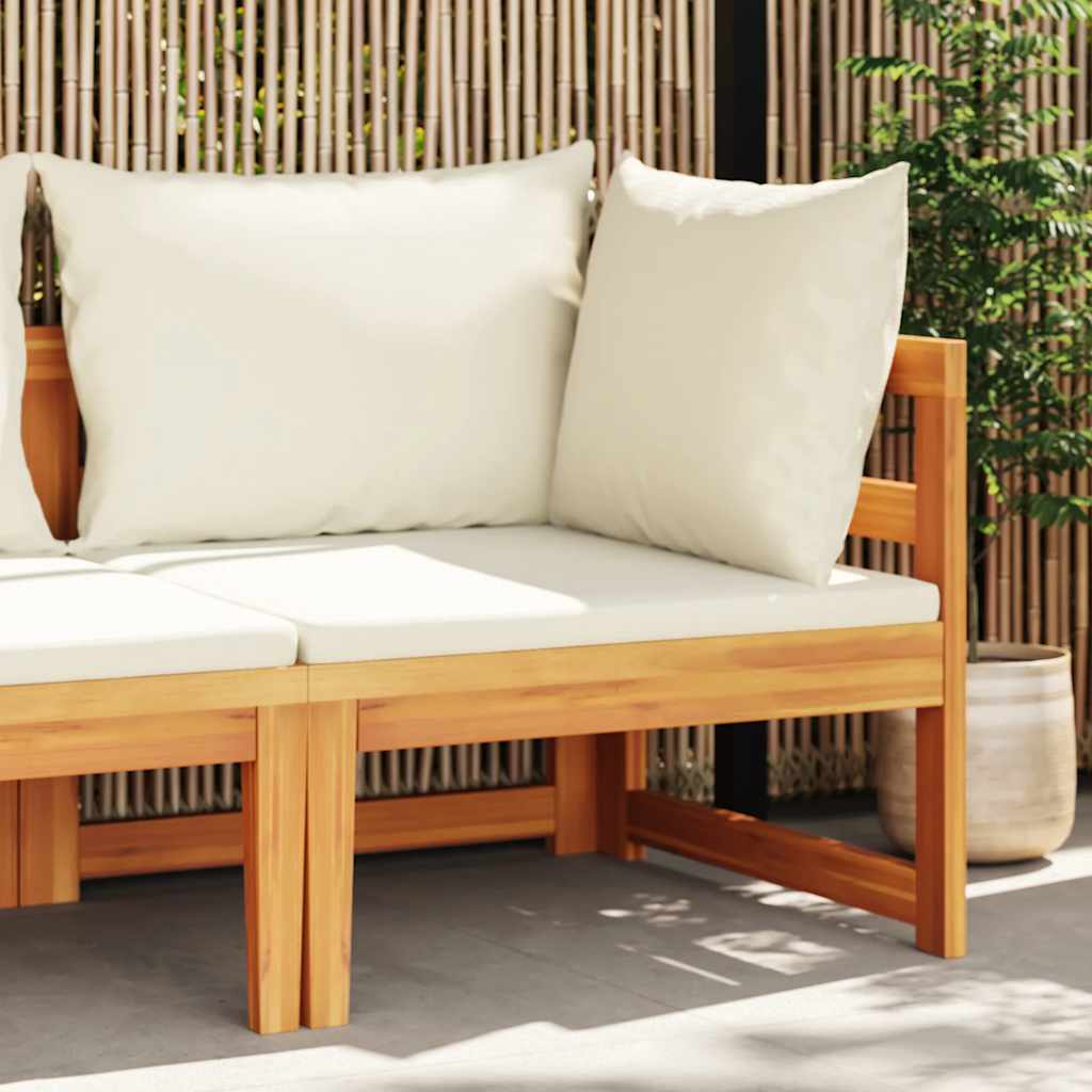 JUNG Vida Ecksofa mit Cremeweißen Kissen Massivholz Akazie