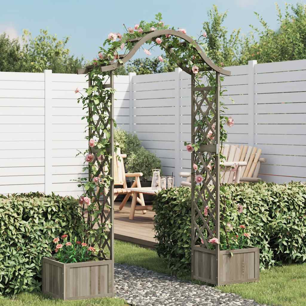 JUNG Vida Garten-Pergola mit Blumenkasten Grau Massivholz Tanne