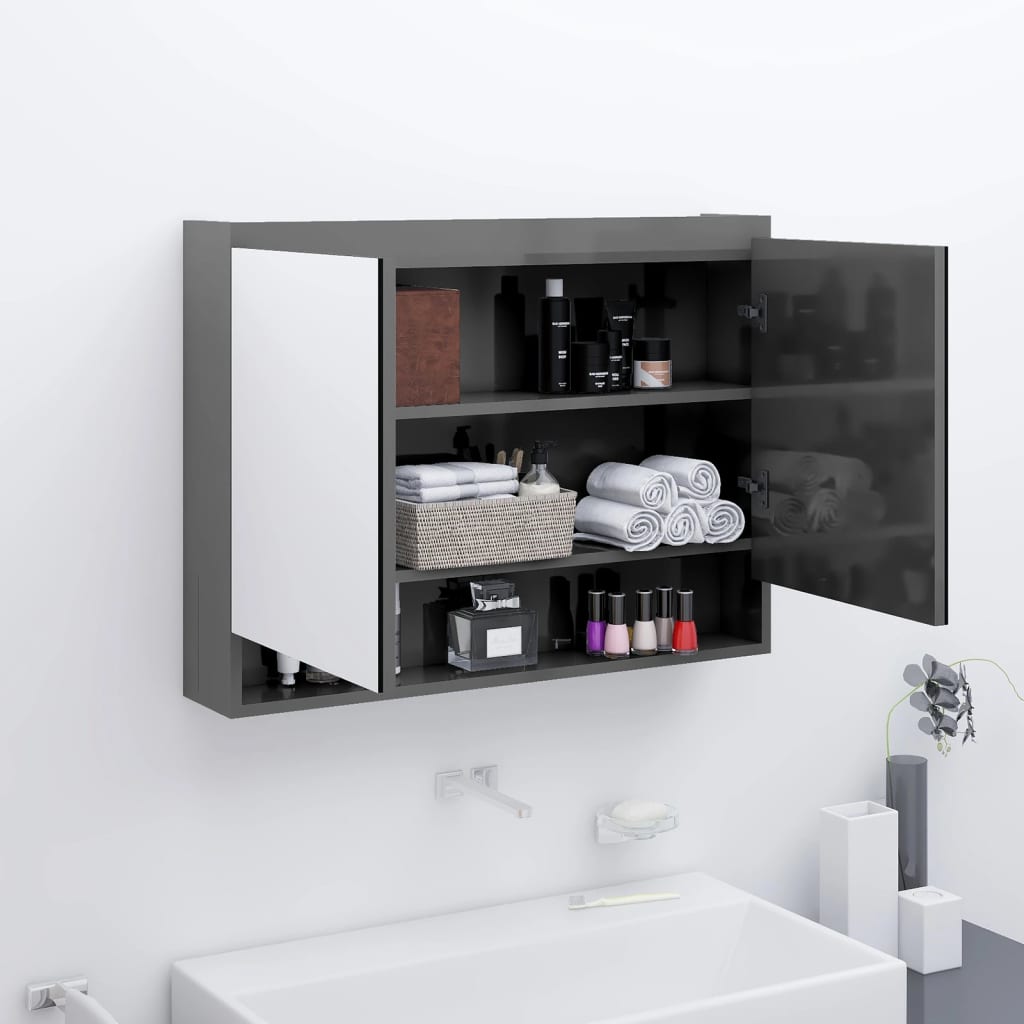 JUNG Vida Spiegelschrank fürs Bad 80x15x60 cm MDF Glänzend Grau