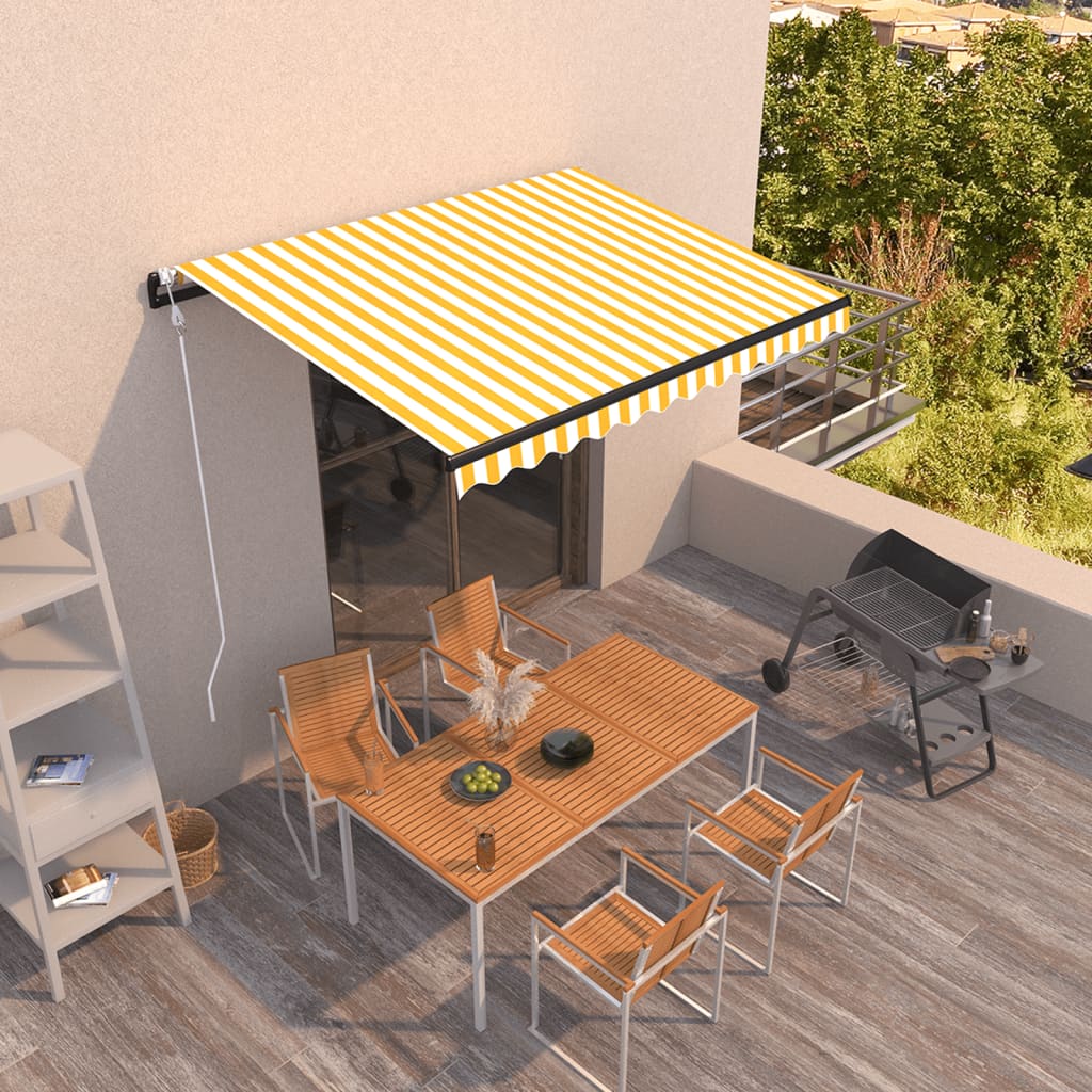 JUNG Vida Markise Automatisch Einziehbar 350x250 cm Gelb und Weiß