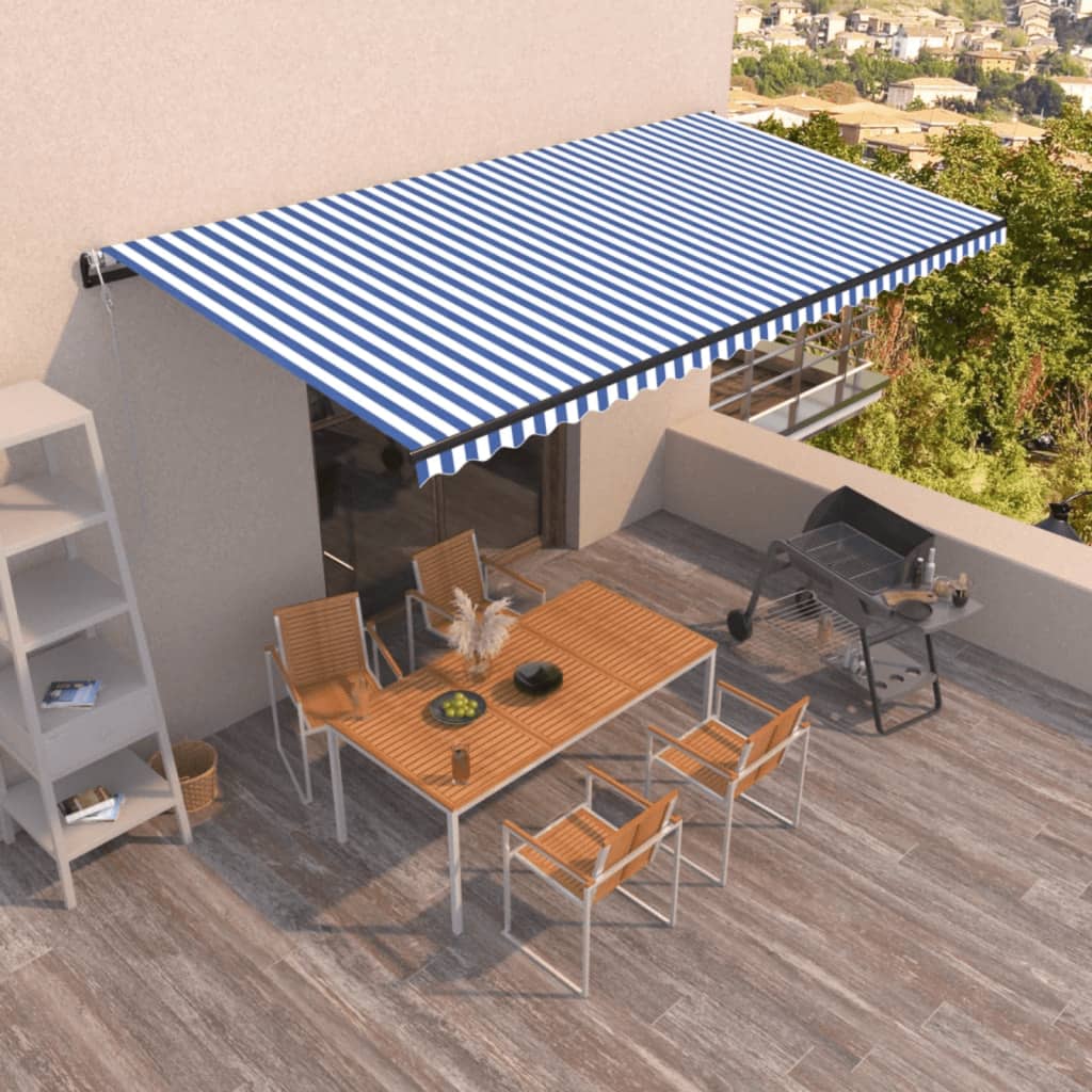 JUNG Vida Markise Automatisch Einziehbar 600x350 cm Blau und Weiß